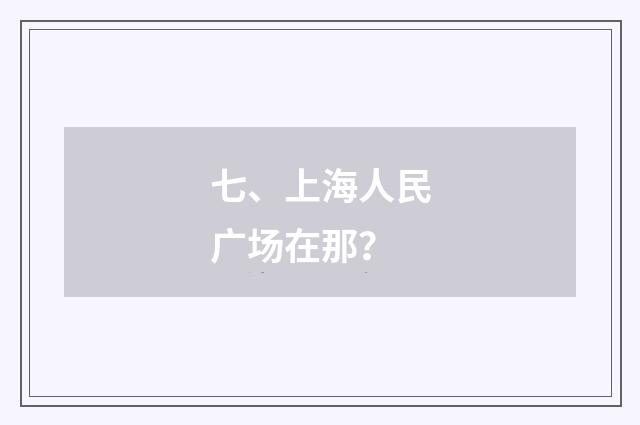 七、上海人民广场在那？