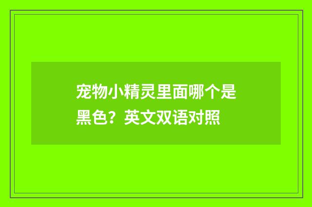 宠物小精灵里面哪个是黑色？英文双语对照