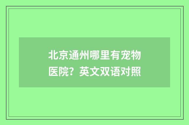 北京通州哪里有宠物医院?英文双语对照