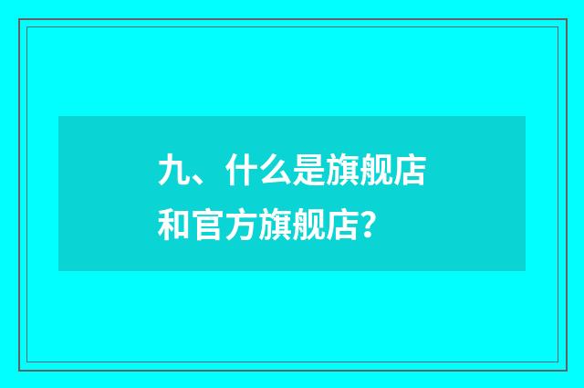 九、什么是旗舰店和官方旗舰店？