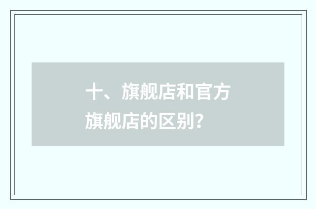 十、旗舰店和官方旗舰店的区别?