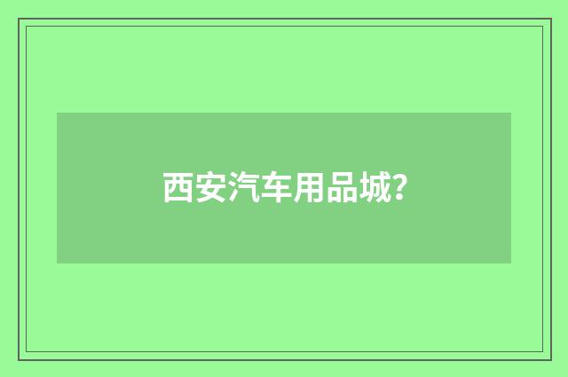 西安汽车用品城?