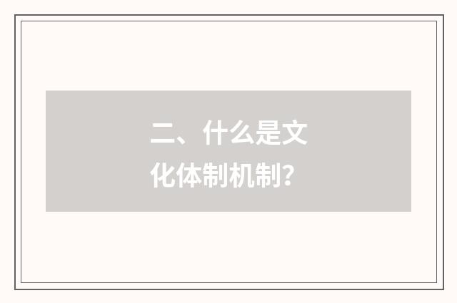 二、什么是文化体制机制？