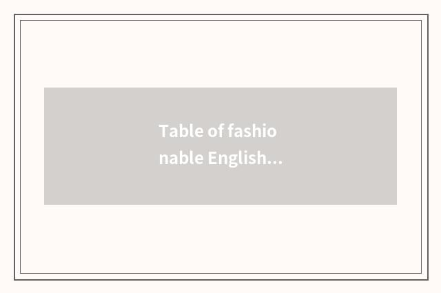 Table of fashionable English article?