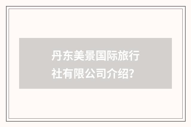 丹东美景国际旅行社有限公司介绍？