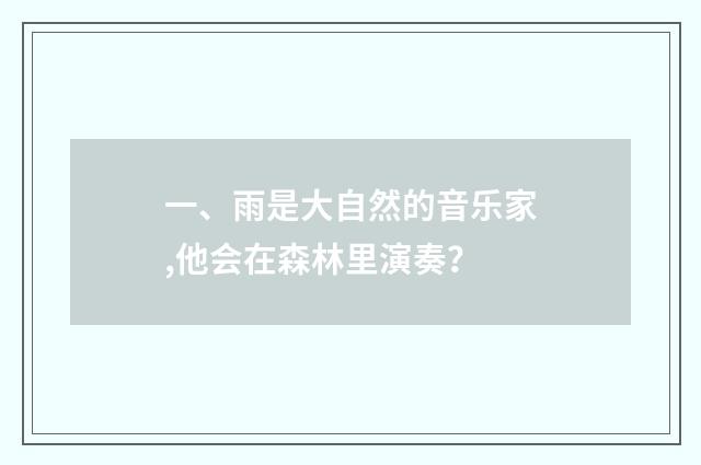 一、雨是大自然的音乐家,他会在森林里演奏?