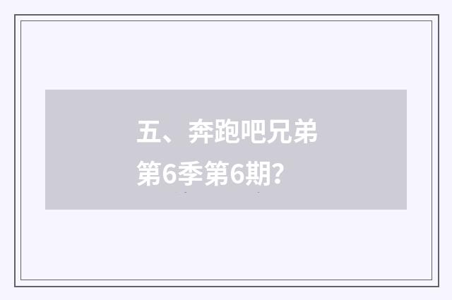 五、奔跑吧兄弟第6季第6期?