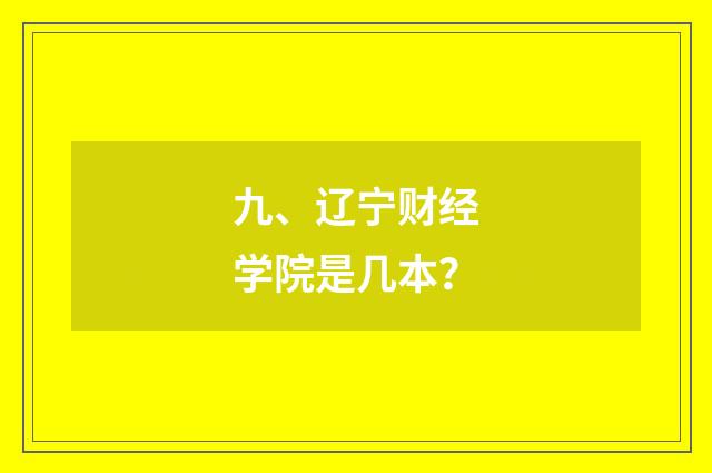 九、辽宁财经学院是几本?