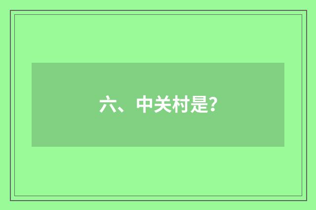 六、中关村是?