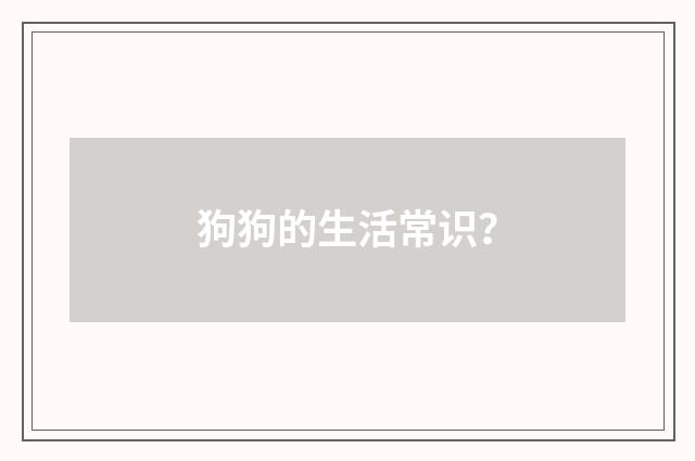 狗狗的生活常识?