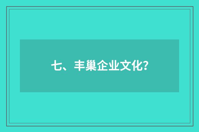 七、丰巢企业文化？