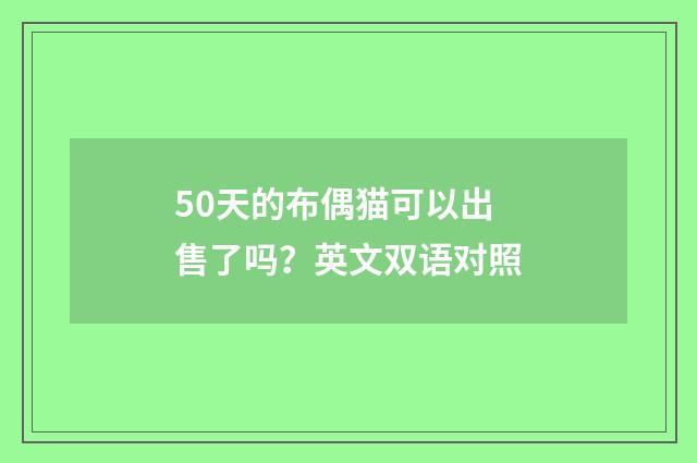 50天的布偶猫可以出售了吗？英文双语对照