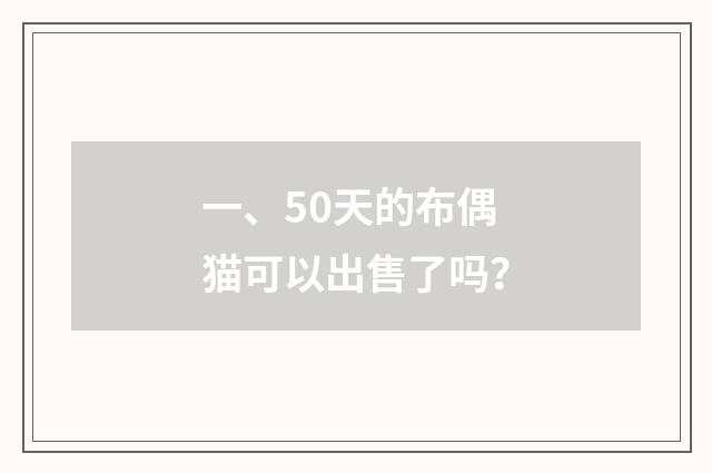 一、50天的布偶猫可以出售了吗?