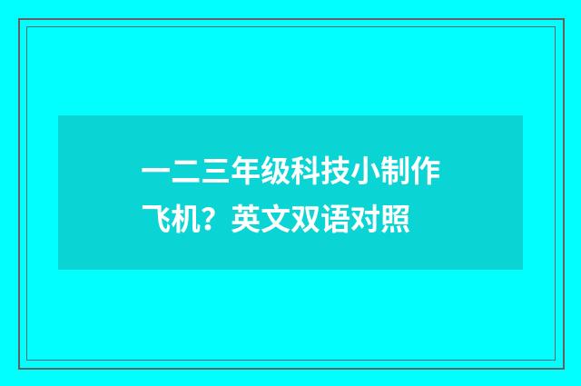 一二三年级科技小制作飞机？英文双语对照