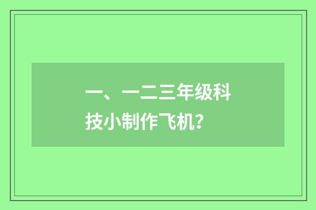 一、一二三年级科技小制作飞机？