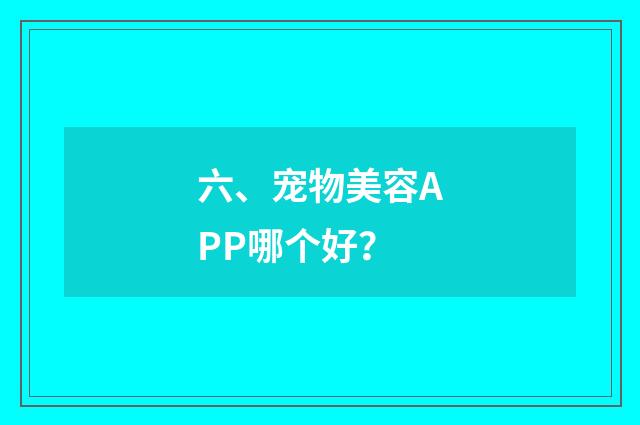 六、宠物美容APP哪个好？