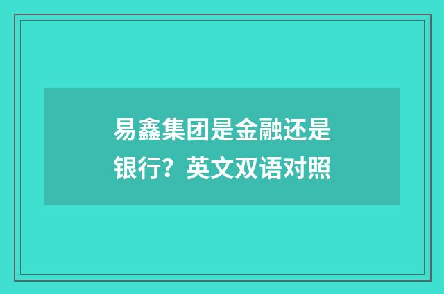 易鑫集团是金融还是银行?英文双语对照