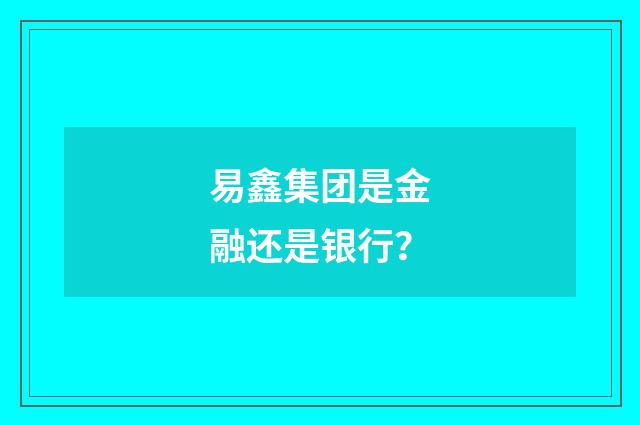 易鑫集团是金融还是银行?