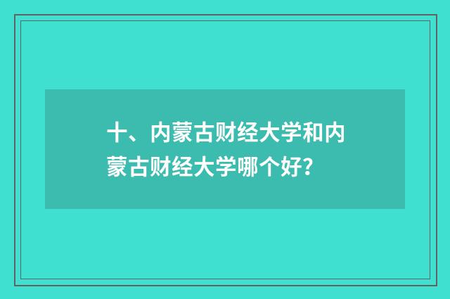 十、内蒙古财经大学和内蒙古财经大学哪个好？