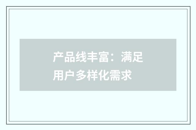 产品线丰富:满足用户多样化需求