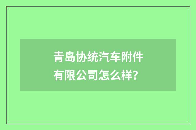青岛协统汽车附件有限公司怎么样？