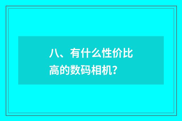 八、有什么性价比高的数码相机?