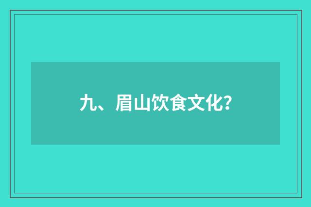 九、眉山饮食文化？