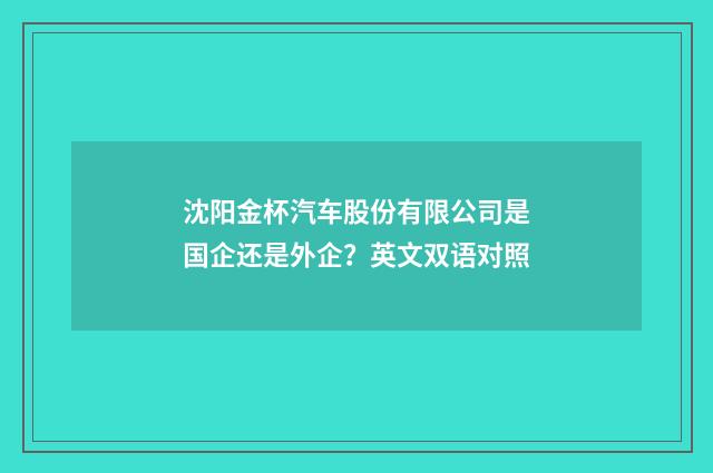 沈阳金杯汽车股份有限公司是国企还是外企?英文双语对照