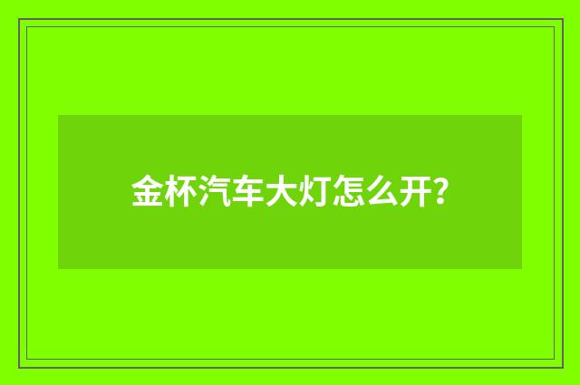 金杯汽车大灯怎么开?