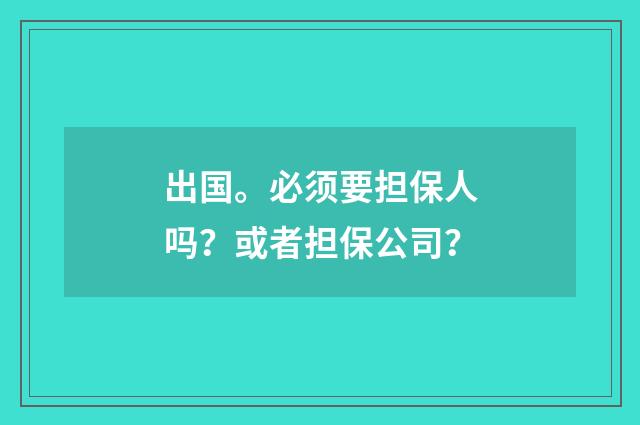 出国。必须要担保人吗?或者担保公司?