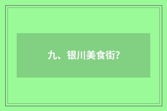 九、银川美食街?