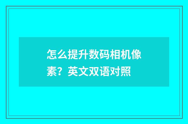 怎么提升数码相机像素？英文双语对照