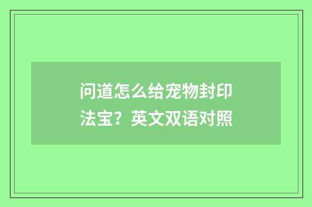 问道怎么给宠物封印法宝?英文双语对照
