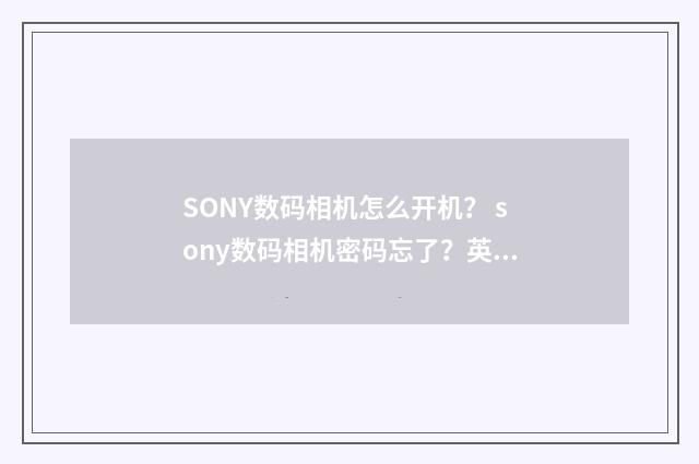 SONY数码相机怎么开机? sony数码相机密码忘了?英文双语对照