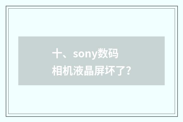 十、sony数码相机液晶屏坏了？
