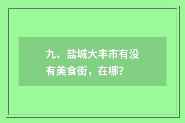 九、盐城大丰市有没有美食街，在哪？