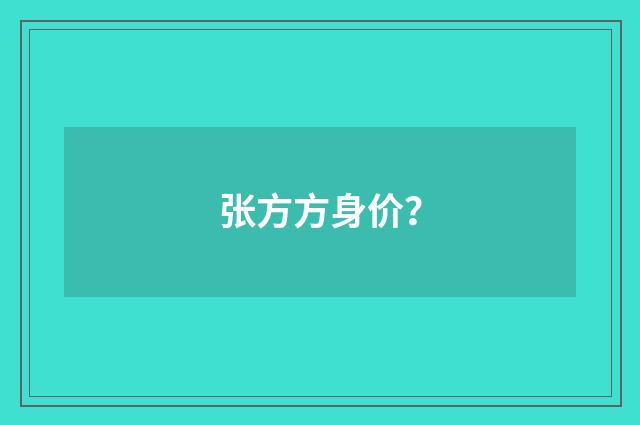 张方方身价？