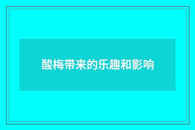 酸梅带来的乐趣和影响