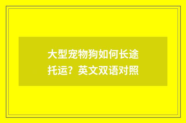 大型宠物狗如何长途托运?英文双语对照
