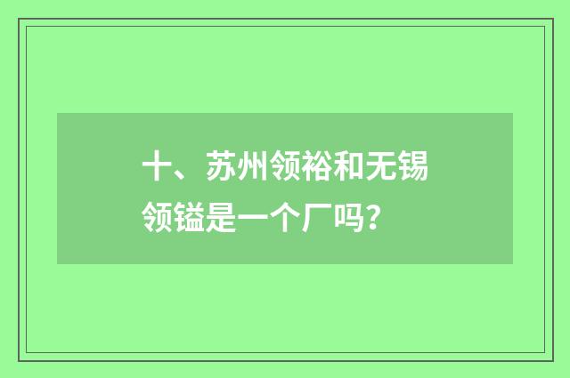 十、苏州领裕和无锡领镒是一个厂吗？