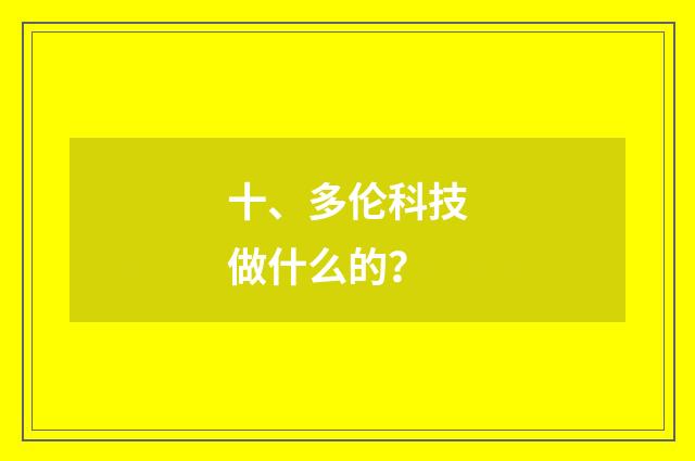十、多伦科技做什么的？