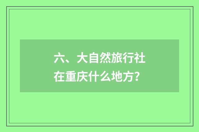 六、大自然旅行社在重庆什么地方?