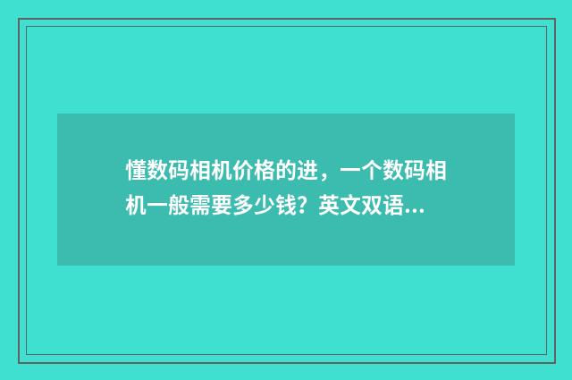 懂数码相机价格的进，一个数码相机一般需要多少钱？英文双语对照
