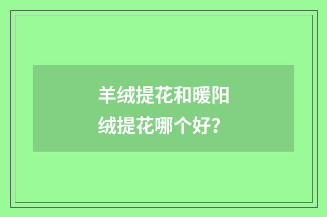 羊绒提花和暖阳绒提花哪个好?