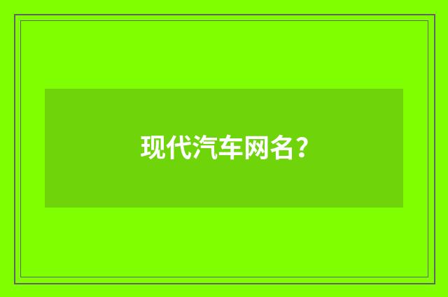 现代汽车网名?