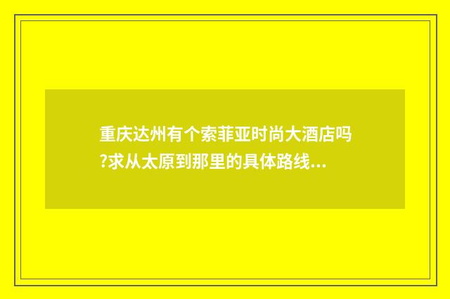 重庆达州有个索菲亚时尚大酒店吗?求从太原到那里的具体路线路?英文双语对照