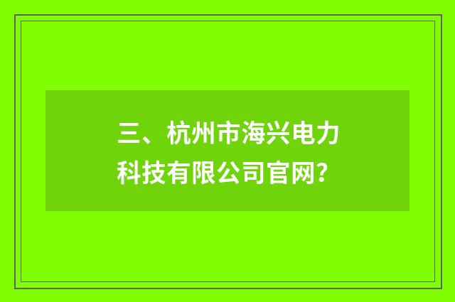 三、杭州市海兴电力科技有限公司官网？