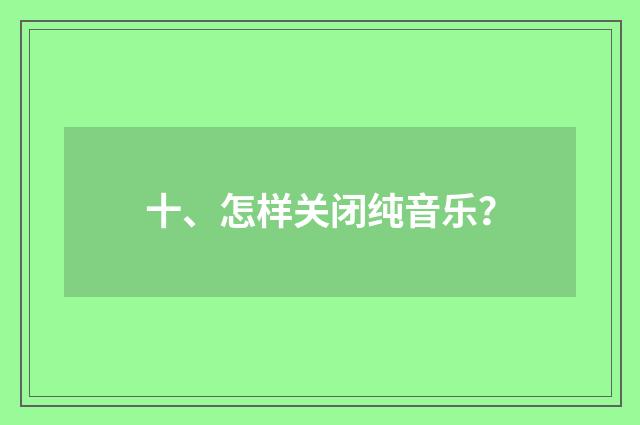 十、怎样关闭纯音乐？