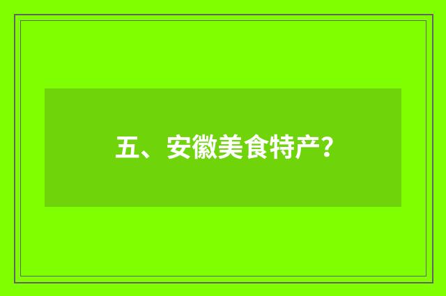 五、安徽美食特产？