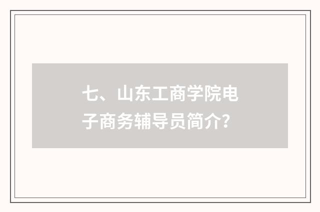 七、山东工商学院电子商务辅导员简介？